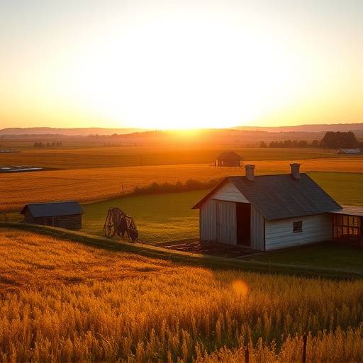 Exterior shot of Rural Farmhouse with fields