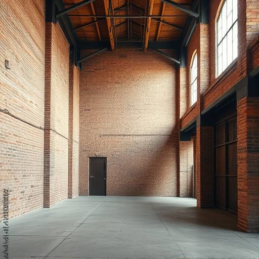 Interior shot of Industrial Warehouse with exposed brick